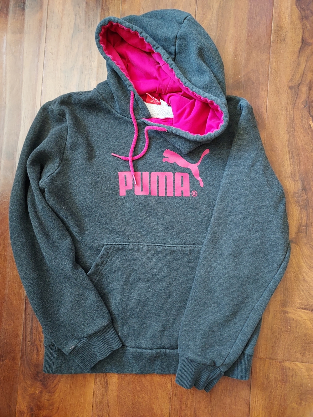Puma Grey Hoodie with Pink Accents